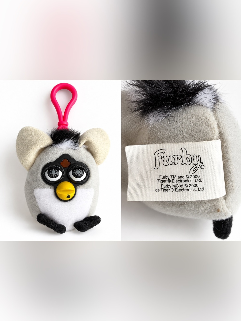 Vintage 2000 Furby Plush Clip Keychain Tiger Electronics Y2K Collectible